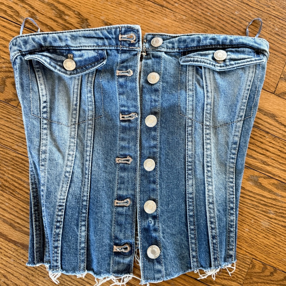 NWT! ZARA - Light wash denim tube top